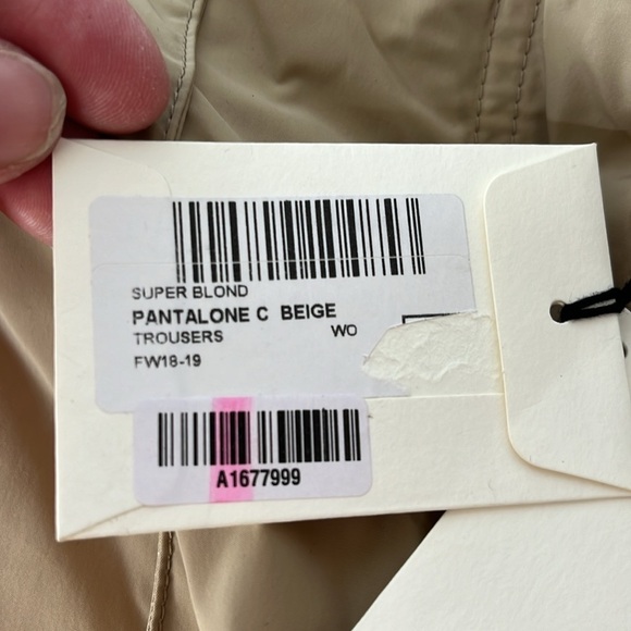 Super Blond Designer Beige/Tan Wide Leg High Waist “Antonia” Cupro Trousers NWT - Picture 3 of 7